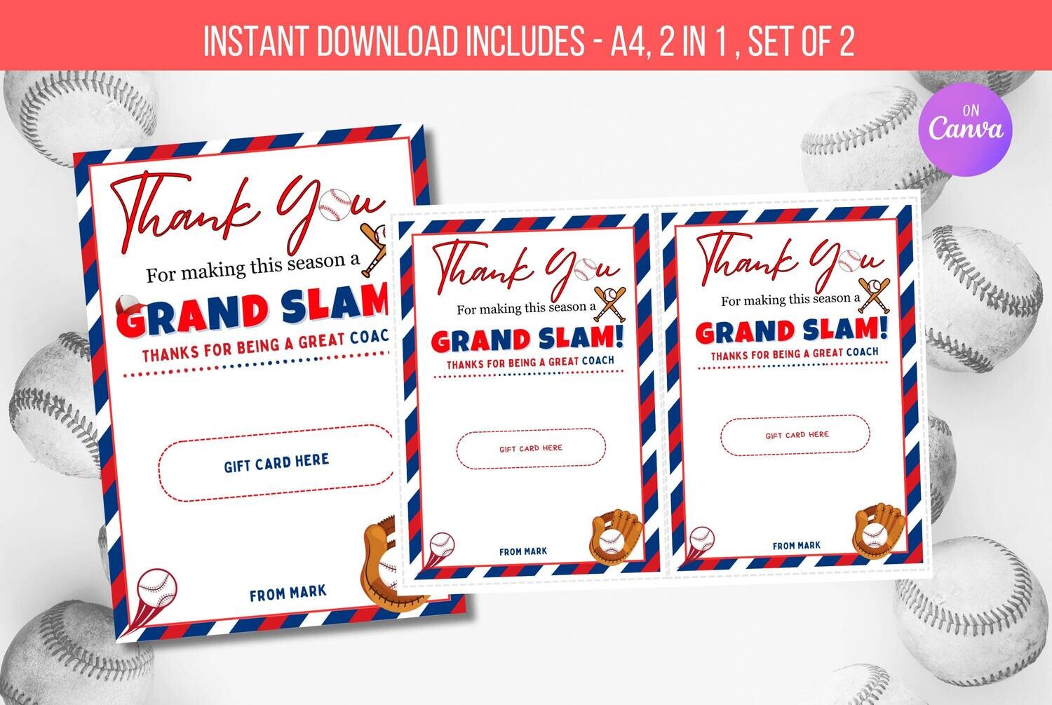 EDITABLE Baseball Coach Appreciation Gift Card, Printable Coach Gift, Coach Appreciation BaseBall Team appreciation Instant Download