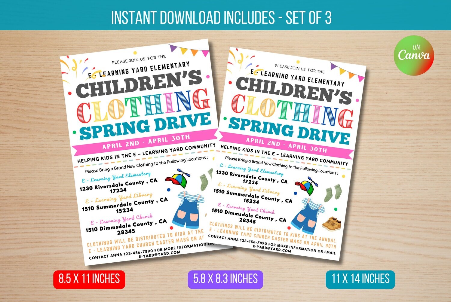 EDITABLE Children Clothing Drive Flyer, PTA PTO Flyer, School Church Fundraiser Template, Clothing Swap Event Printable Instant Download
