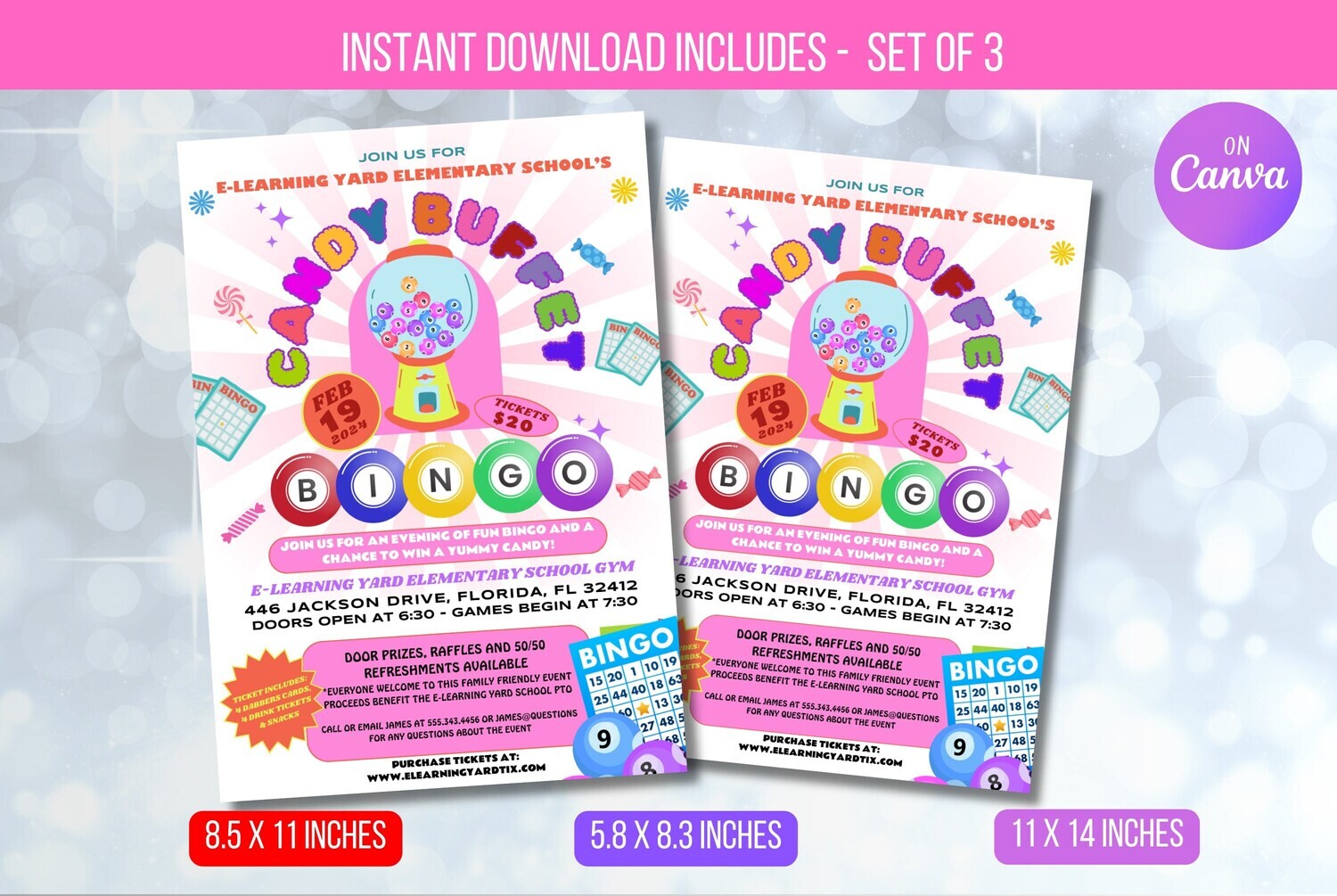EDITABLE Candy Buffet Bingo Night Flyer, Bingo Fundraiser, PTO Fundraiser flyer, School Community Bingo night flyer, Instant Download