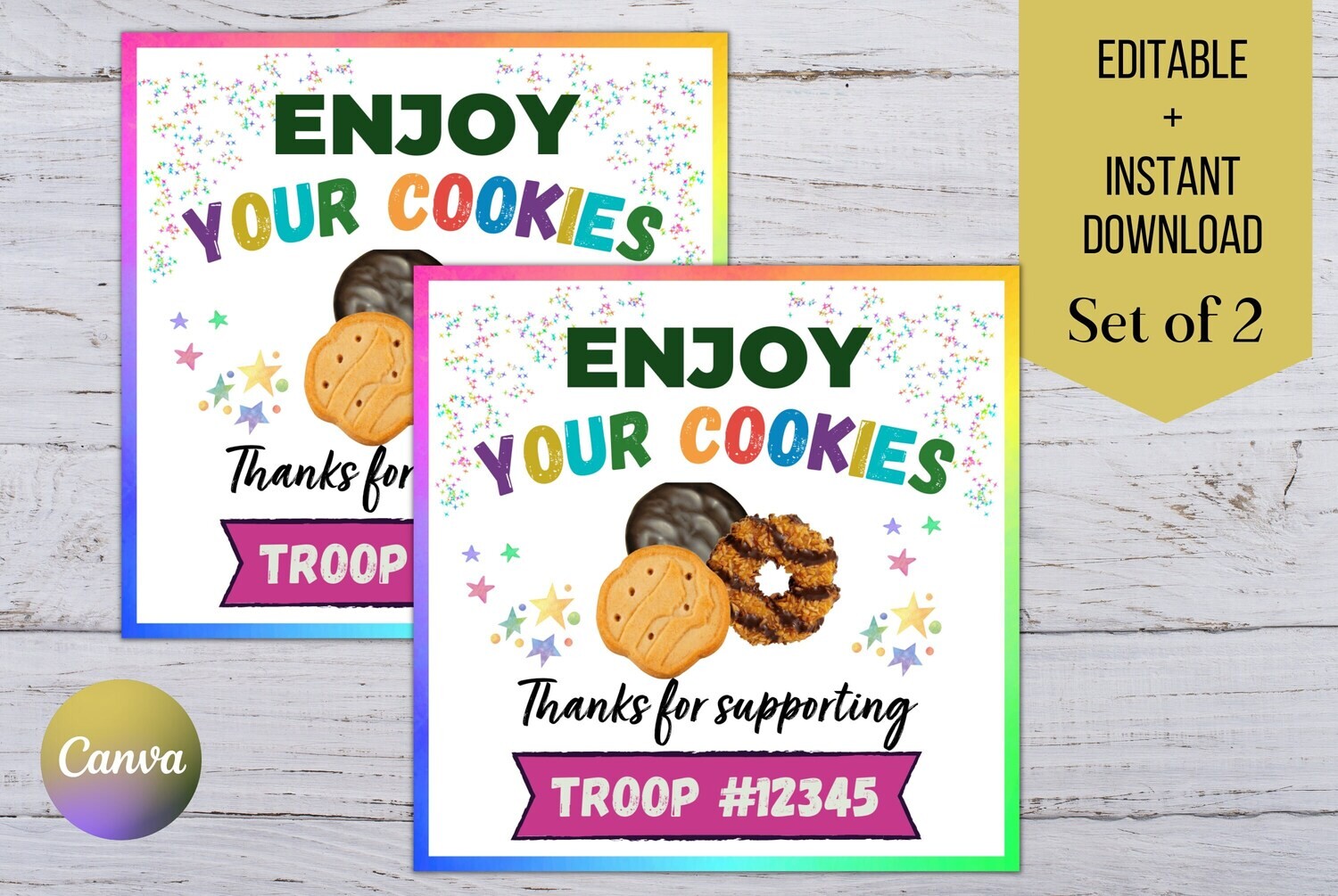 DIGITAL Girl Scout Cookies Thank You Tags | Thank You Tags | Girl Scout Gift Tags | Scout Cookie Gift Tags | Cookie Favor Tags | Gift Tags