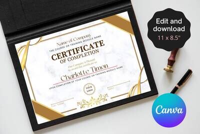 Certificate of Completion, Canva Certificate Template, Printable Certificate Template, Certificate of Accomplishment, Instant Download Canva