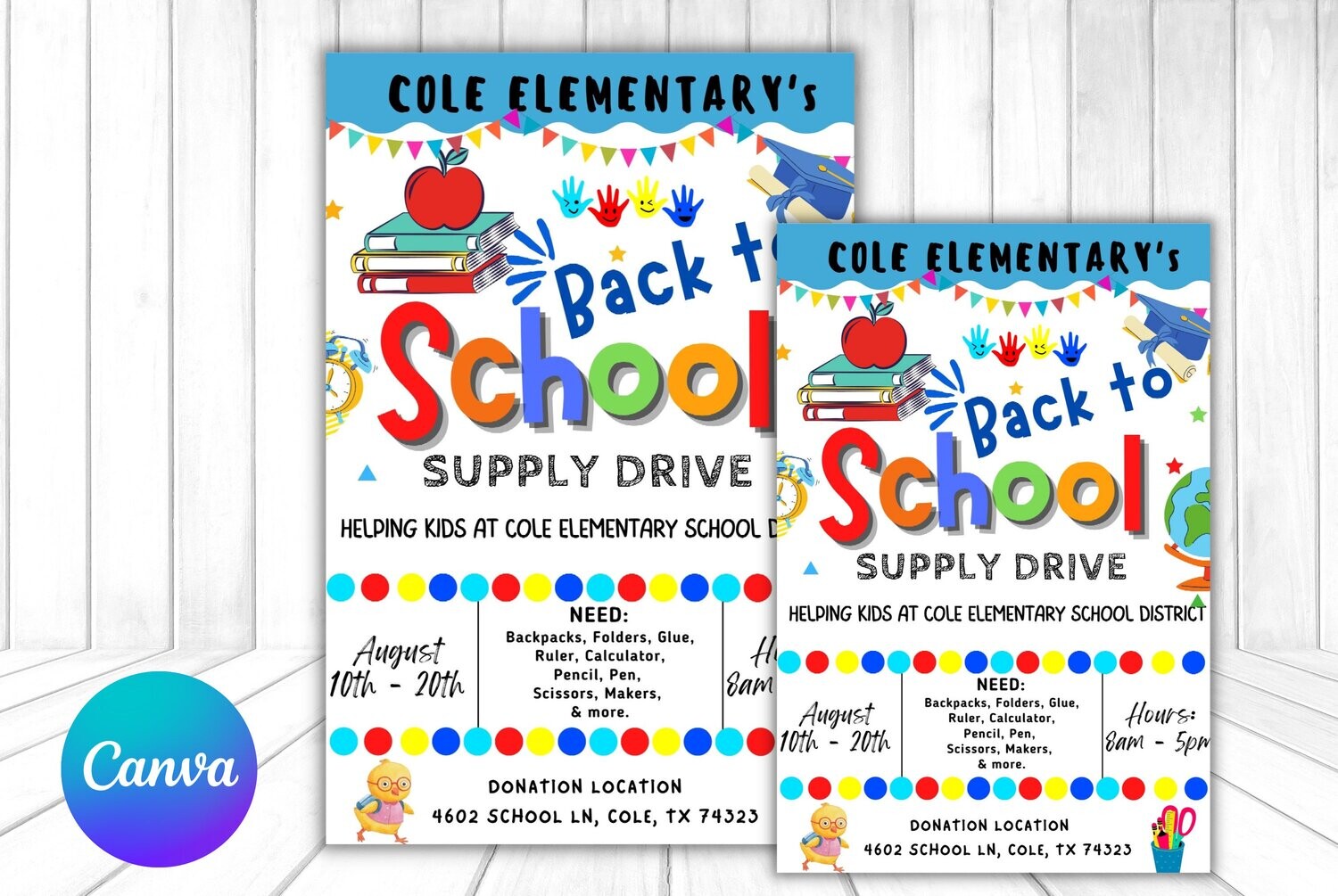 EDITABLE back to School Supply Drive Flyer, Printable PTA PTO Flyer, School Supplies Fundraiser Poster, kids School Invite, School Donation
