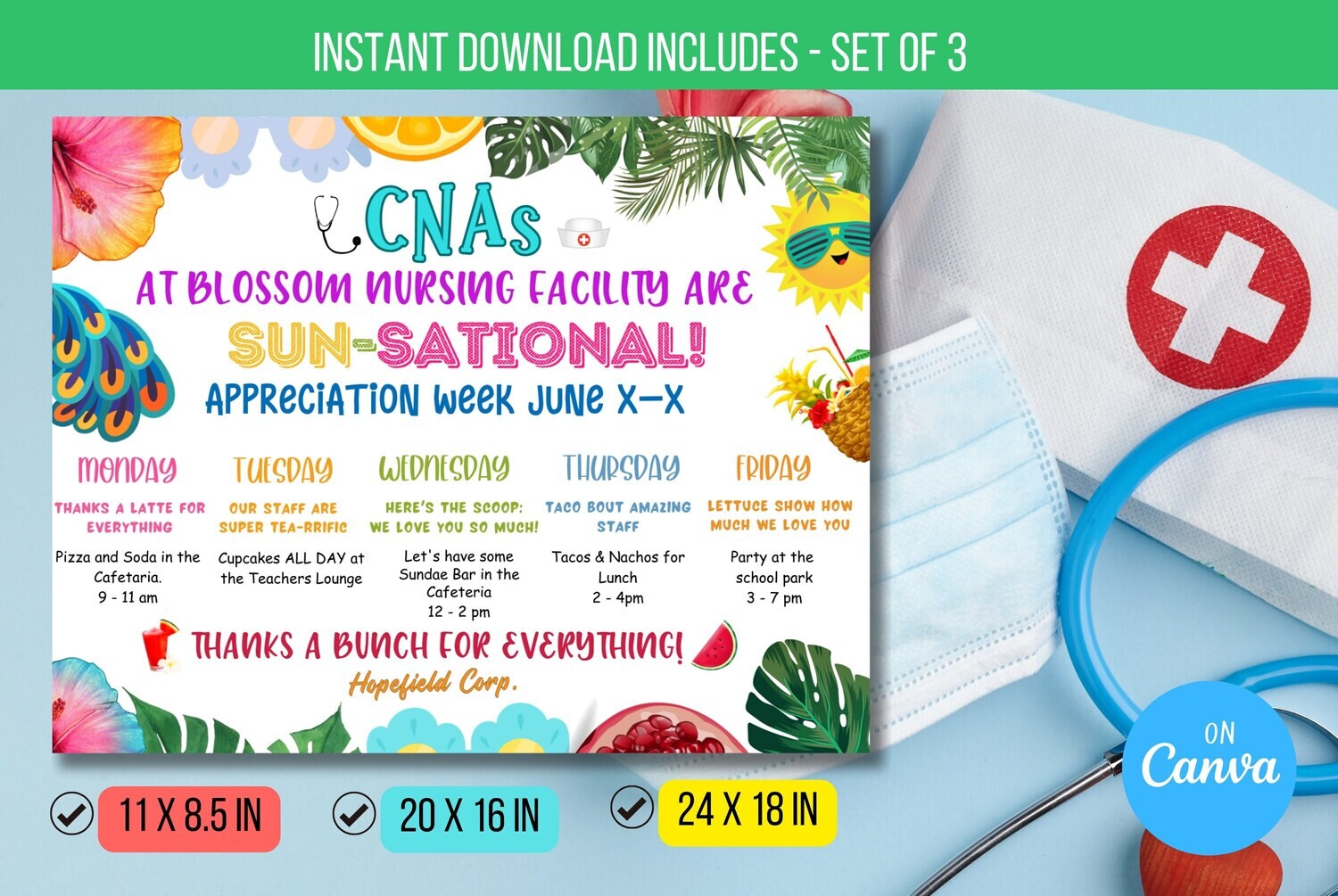 EDITABLE CNAs Appreciation Week Flyer Invitation, Healthcare Workers Week, Medical Self Editing Invite, Nurse Staff Week Planner ideas