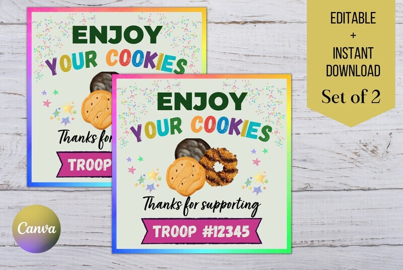 DIGITAL Girl Scout Cookies Thank You Tags | Thank You Tags | Girl Scout ...