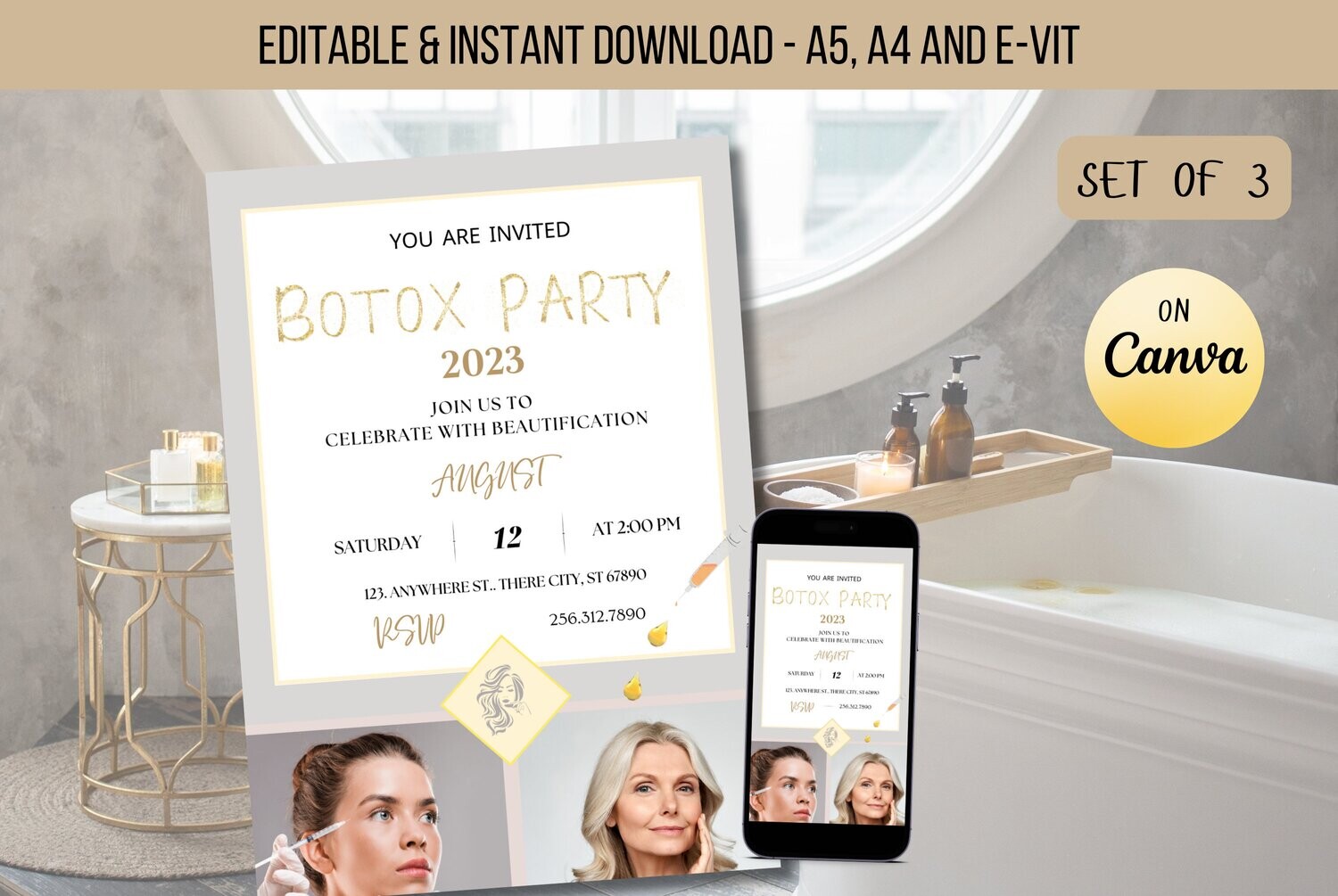 EDITABLE Botox Party Flyer, Botox Party Invitation, Botox Party Invite Template, Spa Flyer Template, Promotion Beauty Flyer Templates