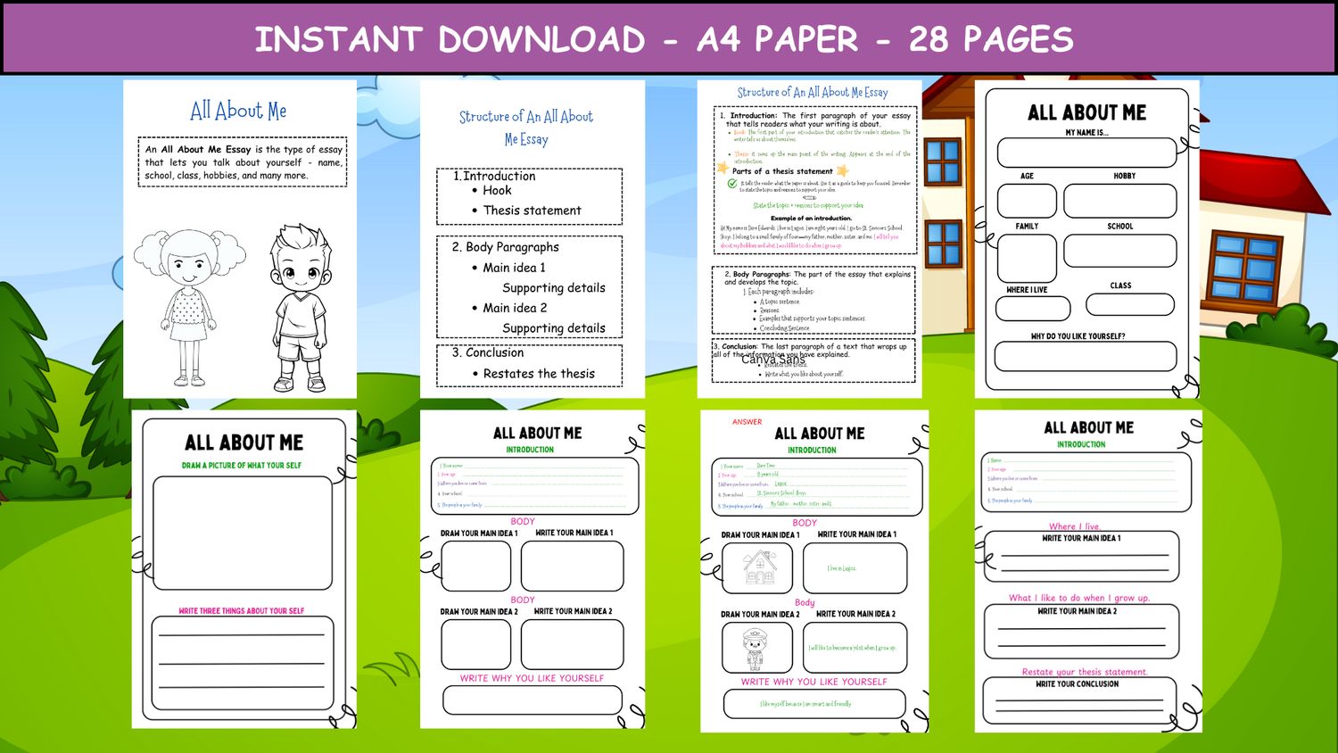 All About Me Worksheet Grade 3