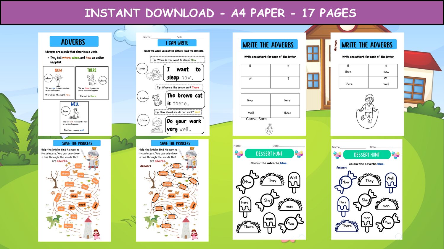 Adverbs Worksheet for Kindergarten