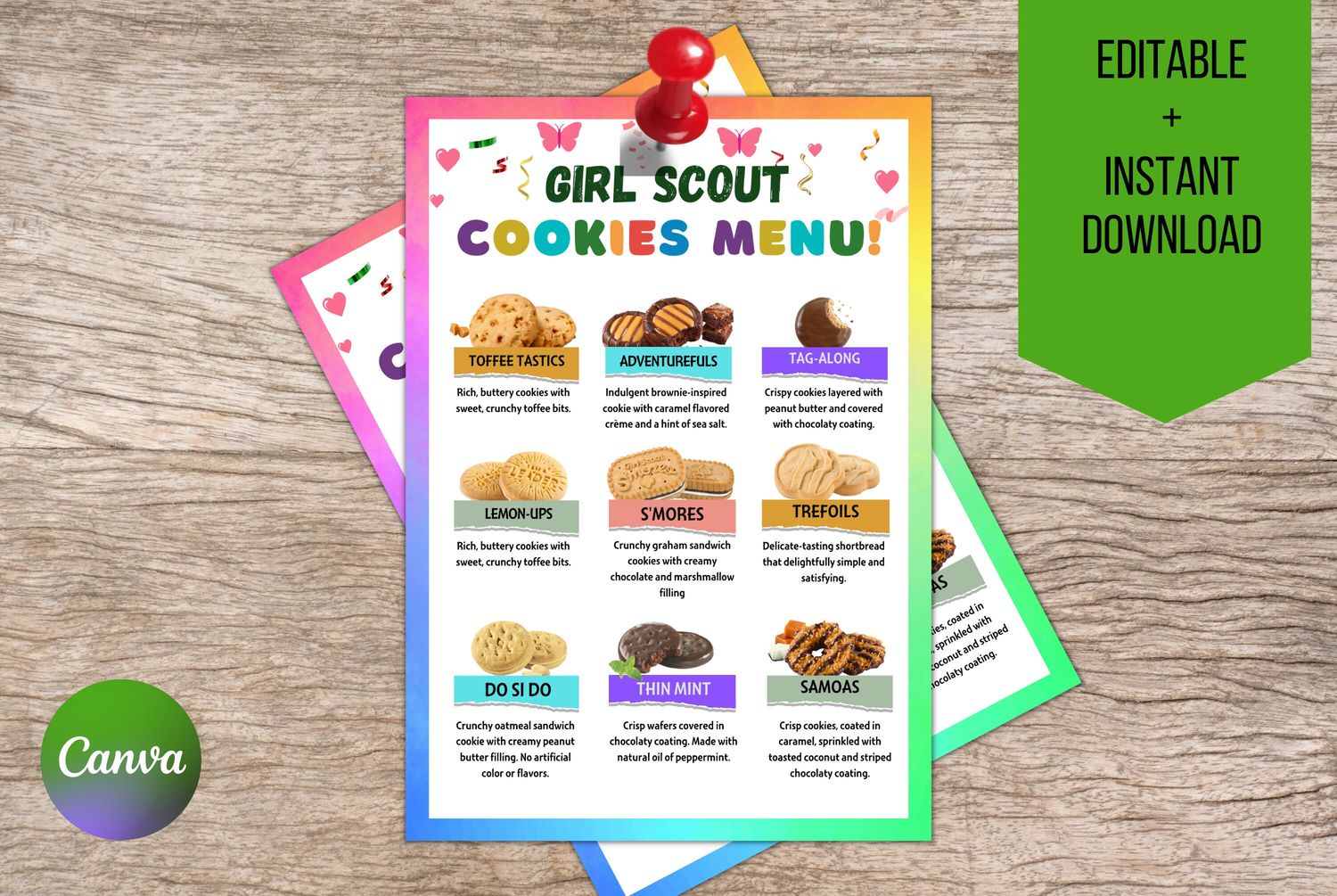 2023 LBB Girl Scout Cookie Menu, Printable Booth Sign Instant Download, Editable Price List Digital Pricing Flyer Marketing