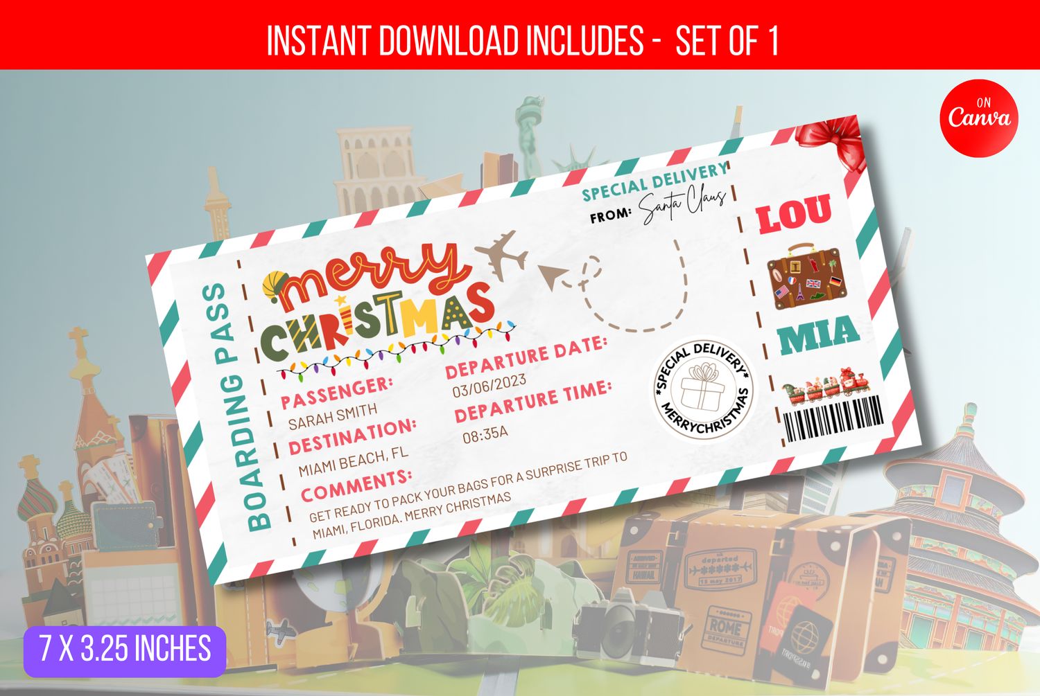Christmas Cruise Boarding Pass. Cruise Boarding Pass Template. Cruise Ticket. Surprise Cruise. Printable Ticket. Printable Boarding Pass.