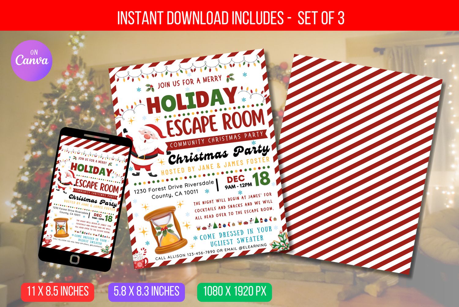 EDITABLE Christmas Escape Rooms, Holiday Parties, Happy Hour Work Corporate Parties, and Christmas Game Events Template Instant Download