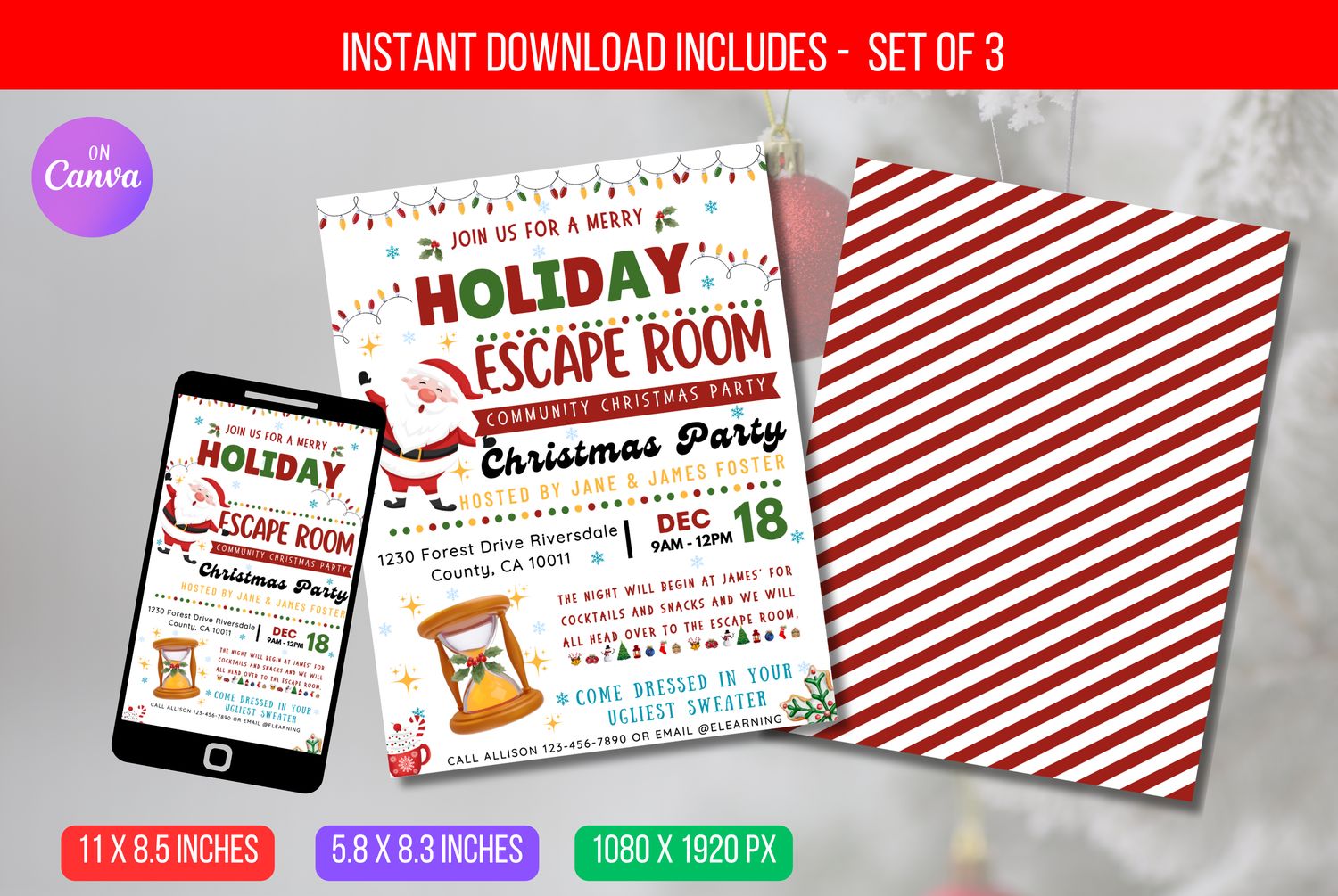 EDITABLE Christmas Escape Rooms, Holiday Parties, Happy Hour Work Corporate Parties, and Christmas Game Events Template Instant Download