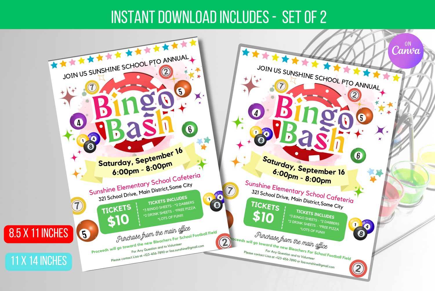 EDITABLE Bingo Bash Flyer, Bingo Bash Form Flyer, Bingo Bash Flyer Fundraiser Community Event Invitation, Printable Digital Invitation