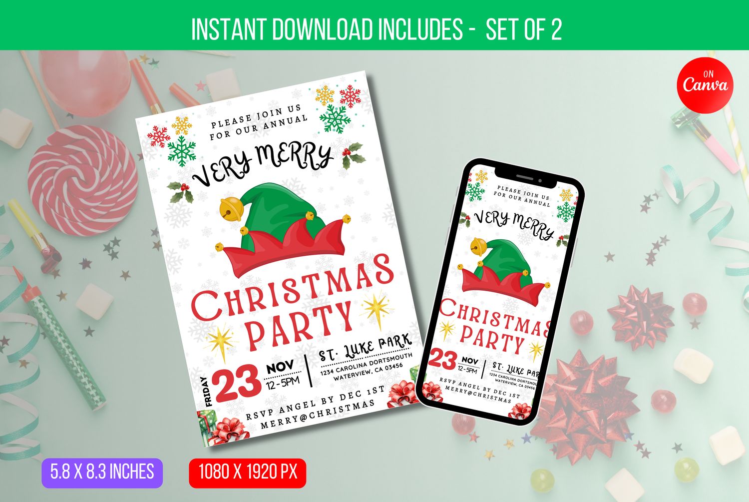 EDITABLE Christmas Party Invitation Template, Holiday Party Invite Printable, Christmas Dinner Invitation Holiday Edition Instant Download