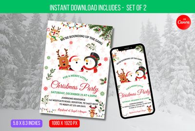 EDITABLE Christmas Party Invitation, Holiday Party Invite Printable, Santa Hat Oh What Fun Invite Instant Download