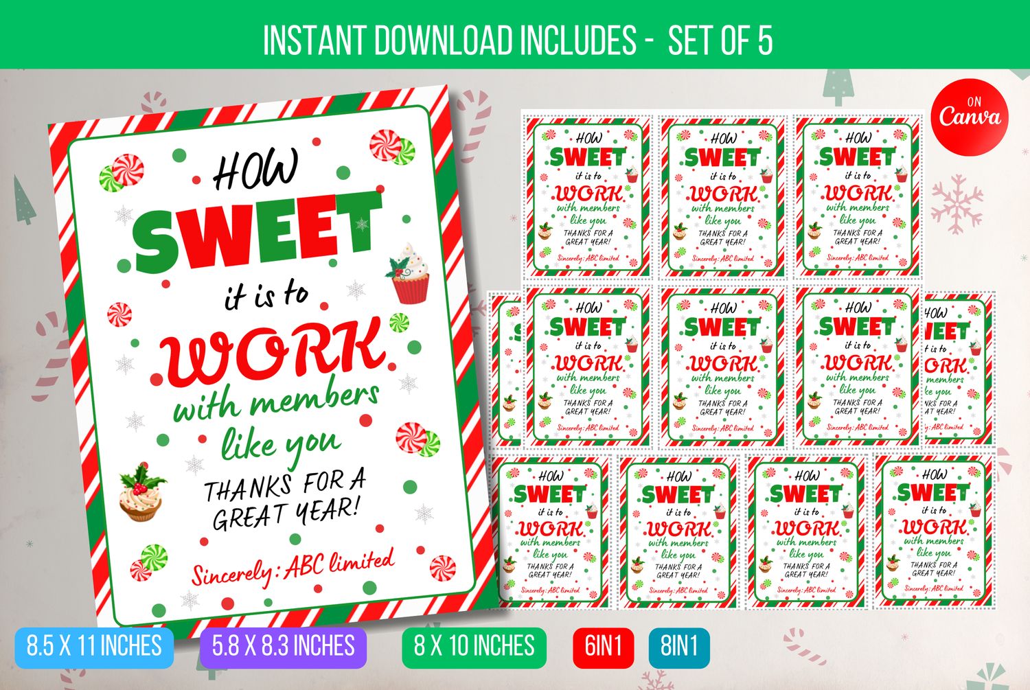 EDITABLE How Sweet It is to Work With You Tag, Sweets Favor Tag, Sweets Christmas Gift Tag, Holiday Co-Worker Sweets Tags Instant Download