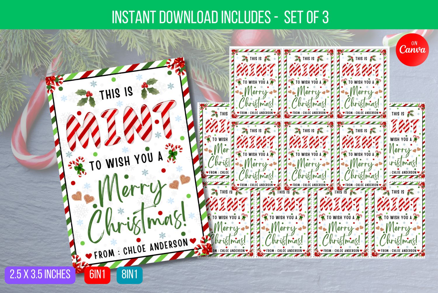 EDITABLE This is Mint to Wish you a Merry Christmas Tag, Mint Favor Tag, Mint Christmas Gift Tag Instant Download