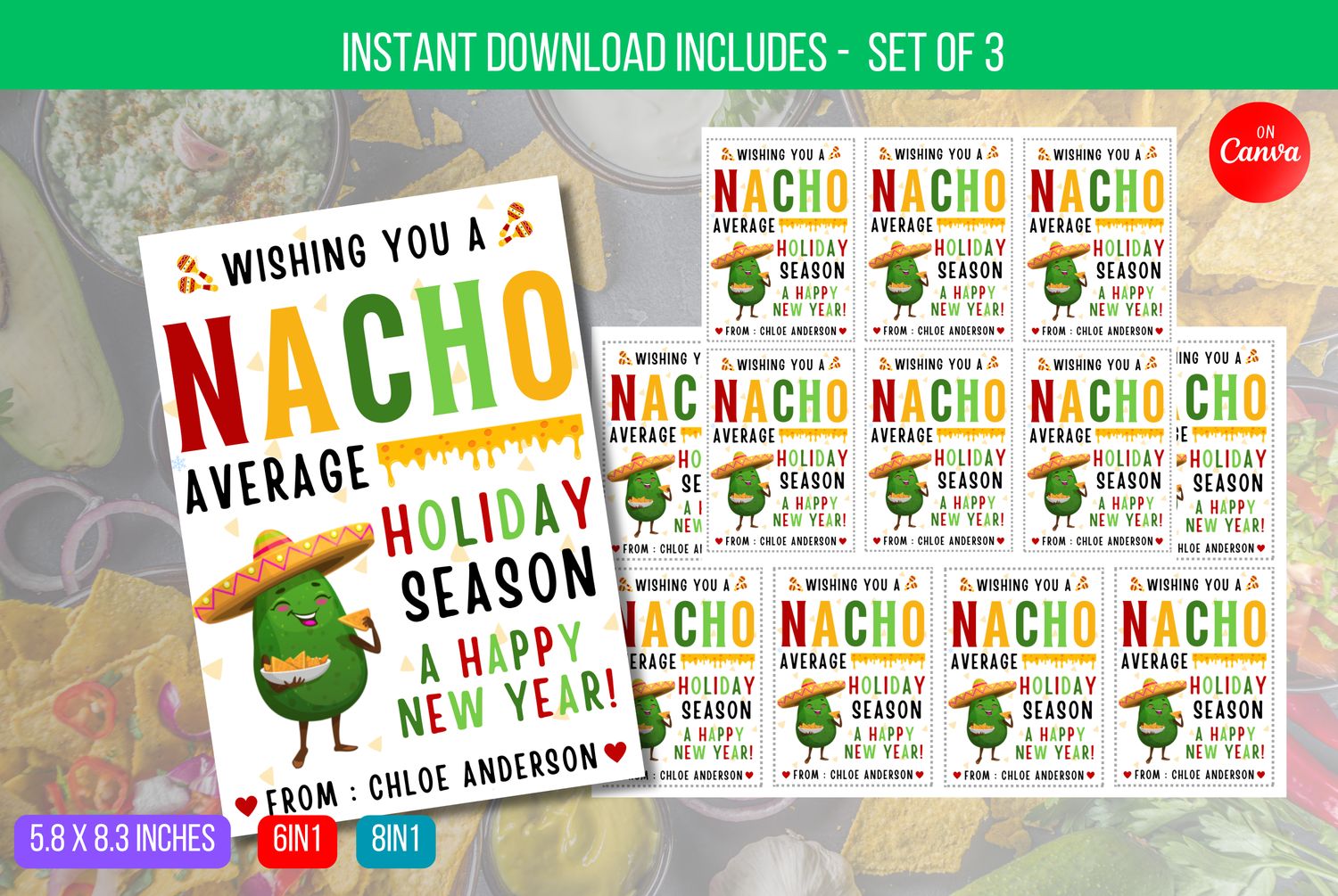 EDITABLE Nacho Average Christmas Gift Tag, Nachos Holiday Gift Tag, Coworker Teacher Staff Neighbor Appreciation Gift Tags Instant Download