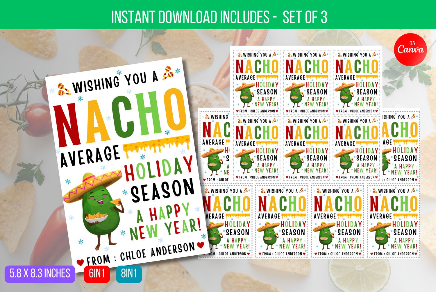 EDITABLE Nacho Average Christmas Gift Tag, Nachos Holiday Gift Tag, Coworker Teacher Staff Neighbor Appreciation Gift Tags Instant Download