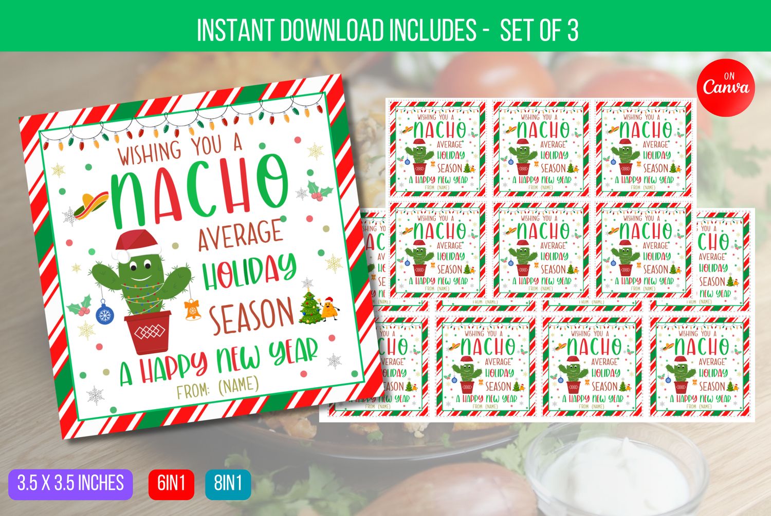 EDITABLE Nacho Average Christmas Gift Tag, Nachos Holiday Gift Tag, Coworker Teacher Staff Neighbor Appreciation Gift Tags Instant Download