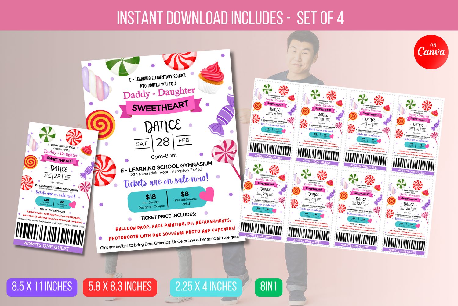 Printable Daddy Daughter Dance Set School Dance Flyer Party Invitation Ties &amp; Tiaras Event Church Community Event, pto, pta Flyer