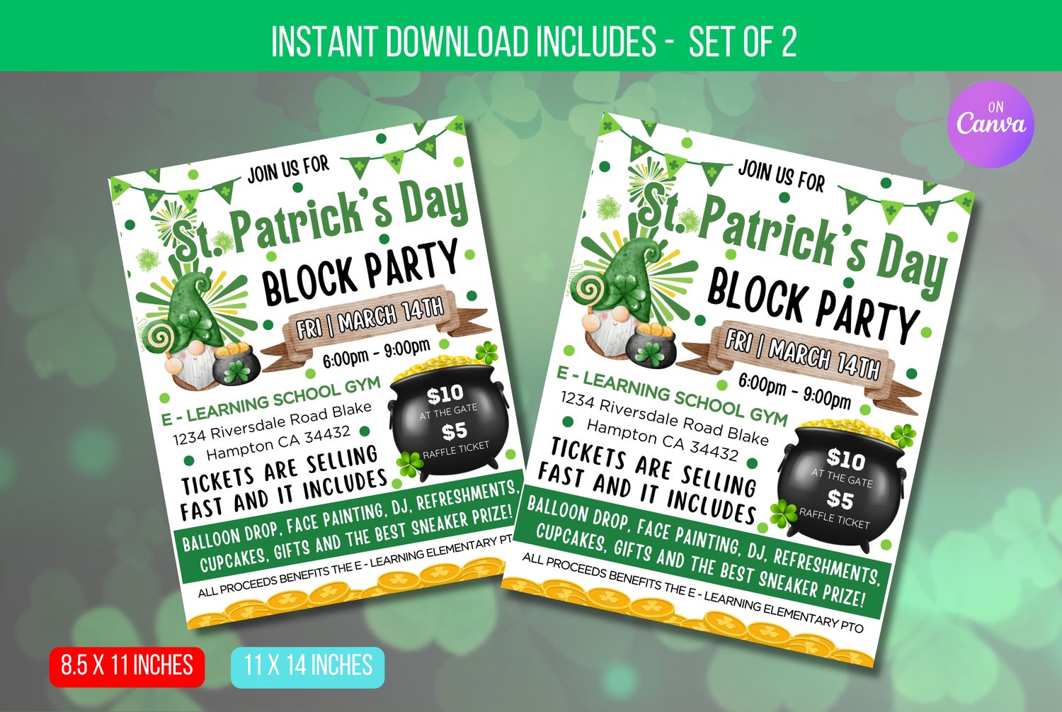 Editable St Patricks Day Block Party Flyer, Neighborhood Block Party, Backyard Party Invite, Grill and chill, Easy to use Instant download