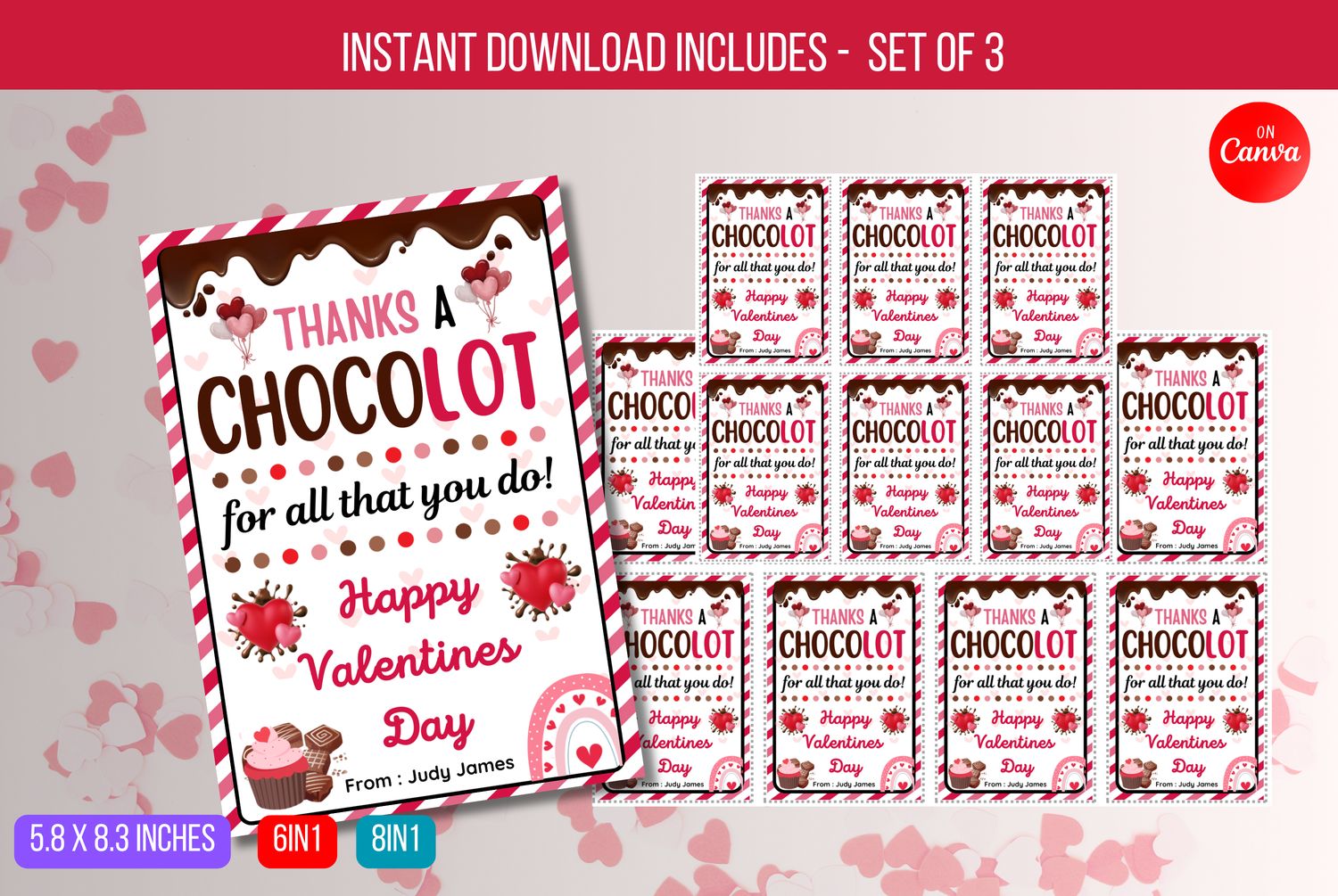 EDITABLE Thanks A Choco-Lot For All That You Do Tag, Chocolate Teacher Appreciation Gift Tag, Happy Valentine's Day Favor Tags Download
