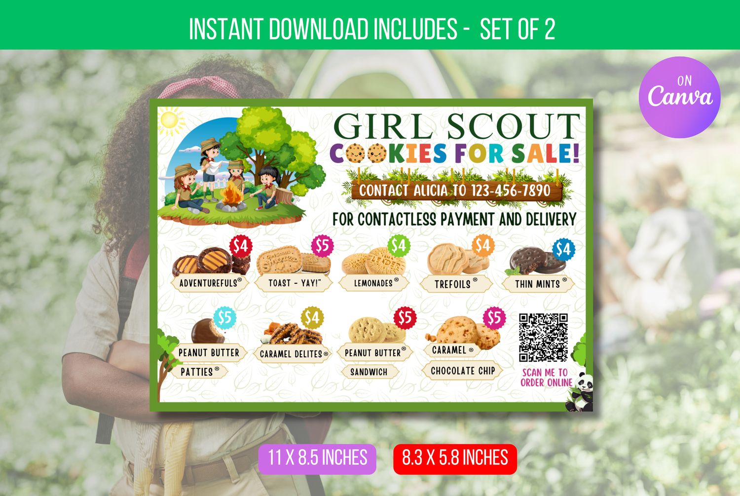 Girl Scout Cookie Postcard, LBB ABC Baker Cookie For Sale, Cookie Booth Sales, Girl Scout Printable, Editable PDF, Digital Download, 2023