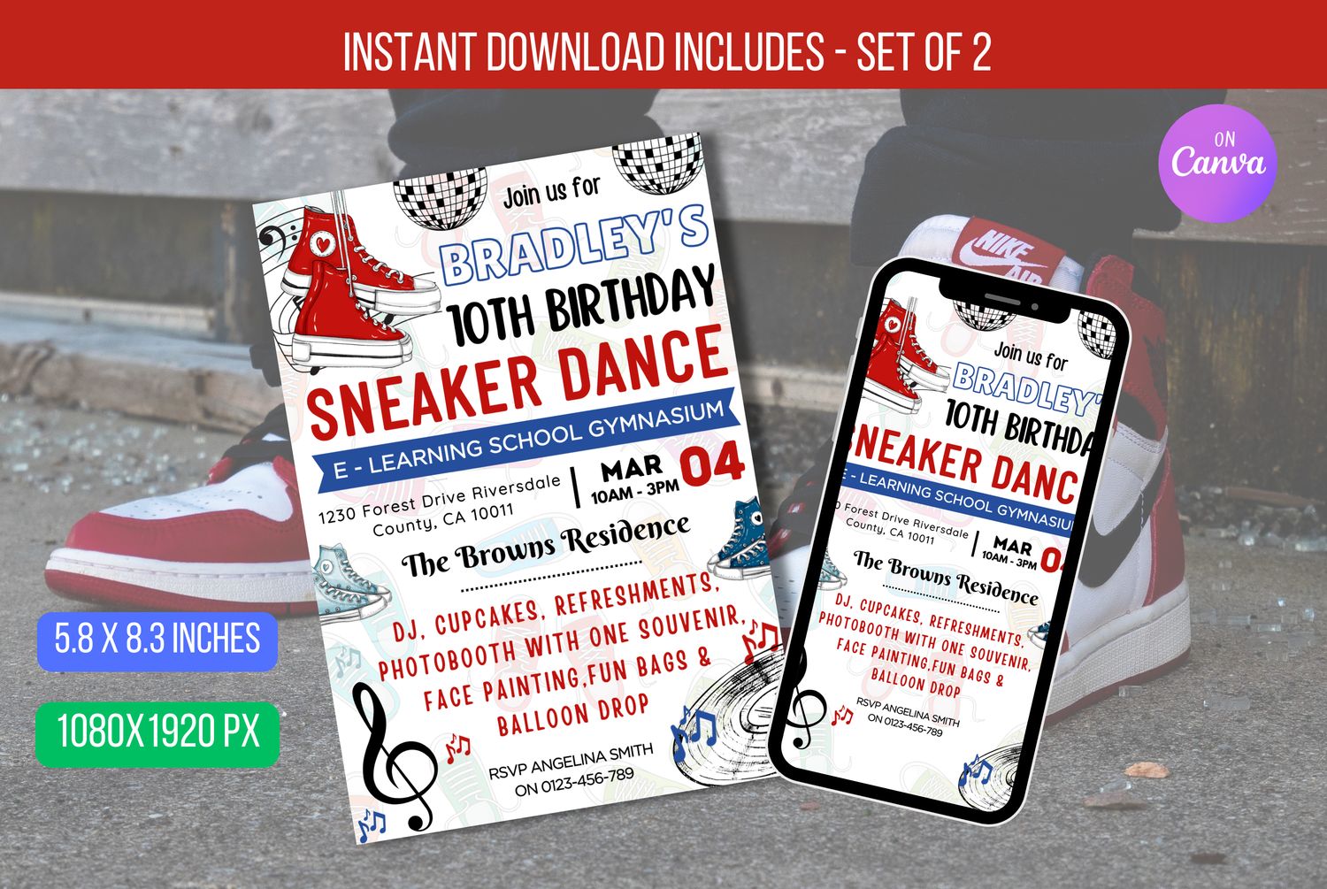 Editable Sneaker Dance Birthday Party Invitations, Sneaker Dance Birthday Party, Sneaker Birthday Invitations, Instant Download