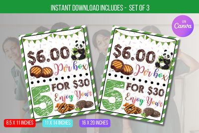 EDITABLE Girl Scout Cookie Price Sign Poster, Cookie Menu Price List, Cookie Booth Poster Printable Sale Booth Sign Idea Instant Download