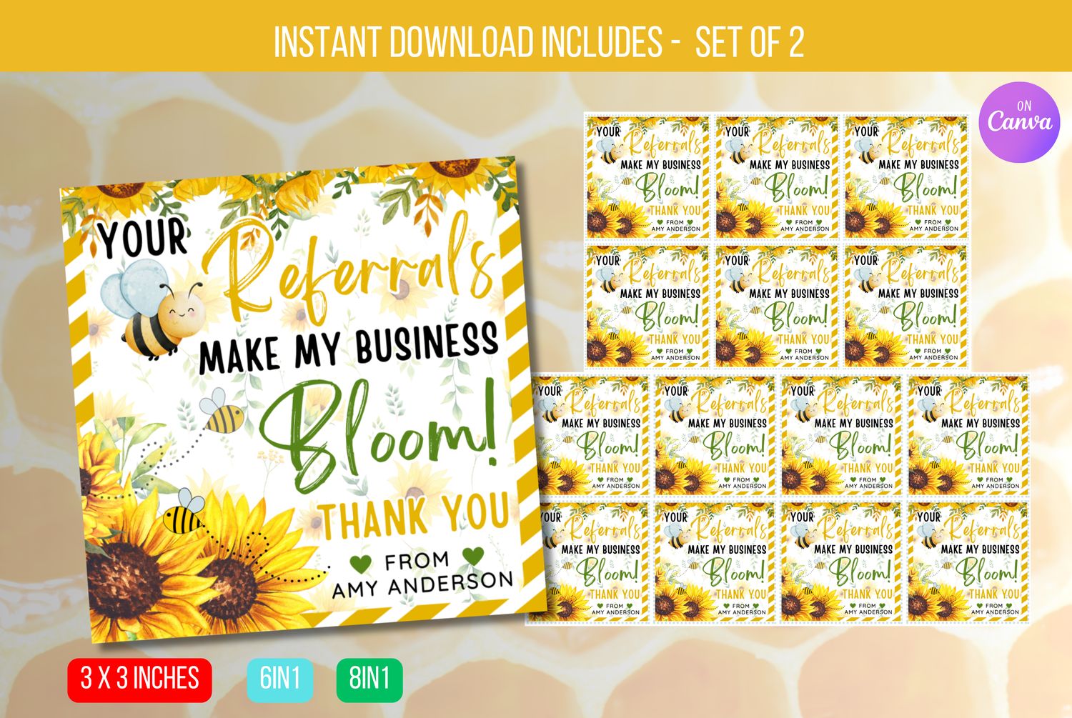 EDITABLE Your Referrals make my business BLOOM, Mint Realtor Pop By Tag, Real Estate Pop by Tags, Bloom Pop by Tags Instant Download
