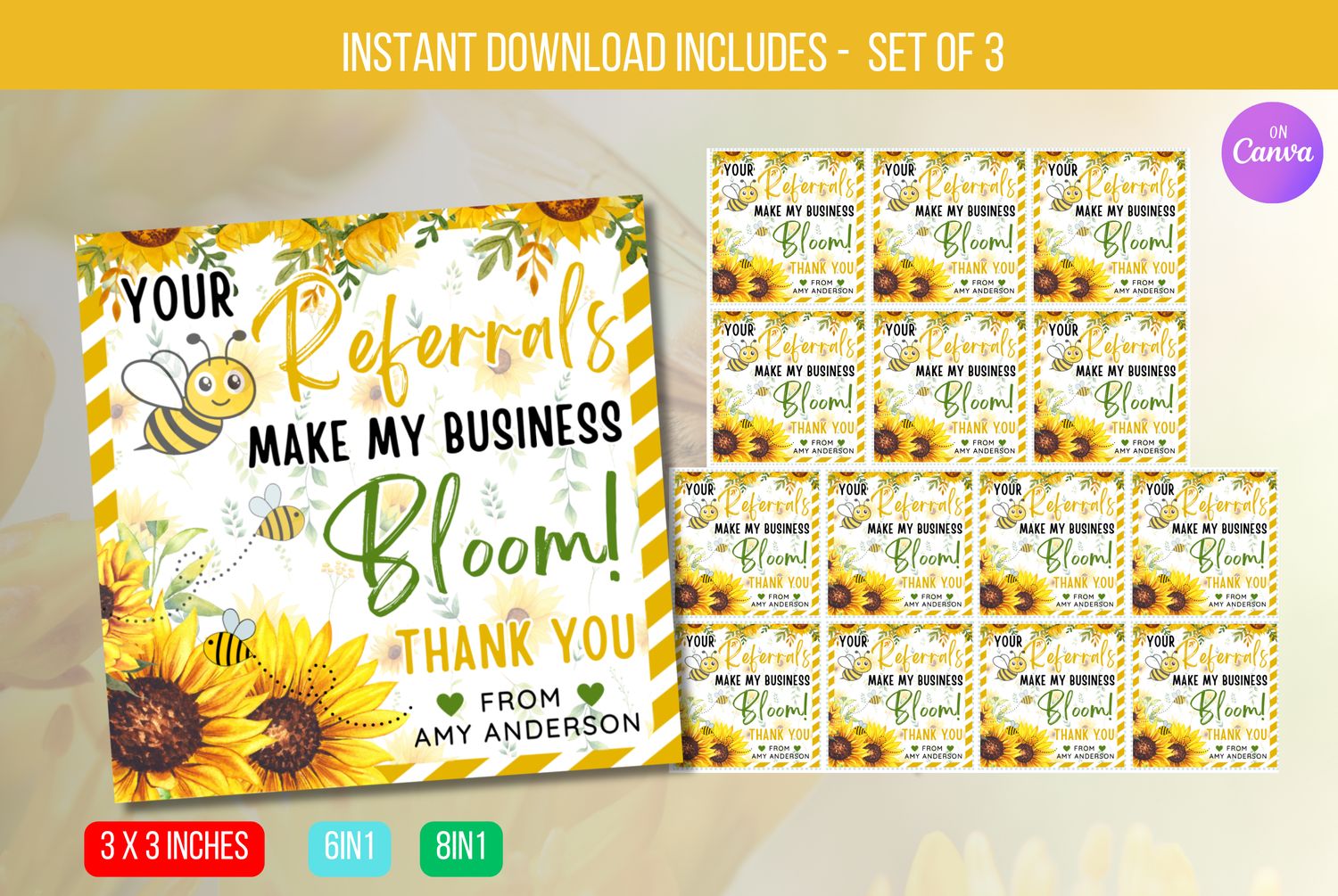 EDITABLE Your Referrals make my business BLOOM, Mint Realtor Pop By Tag, Real Estate Pop by Tags, Bloom Pop by Tags Instant Download