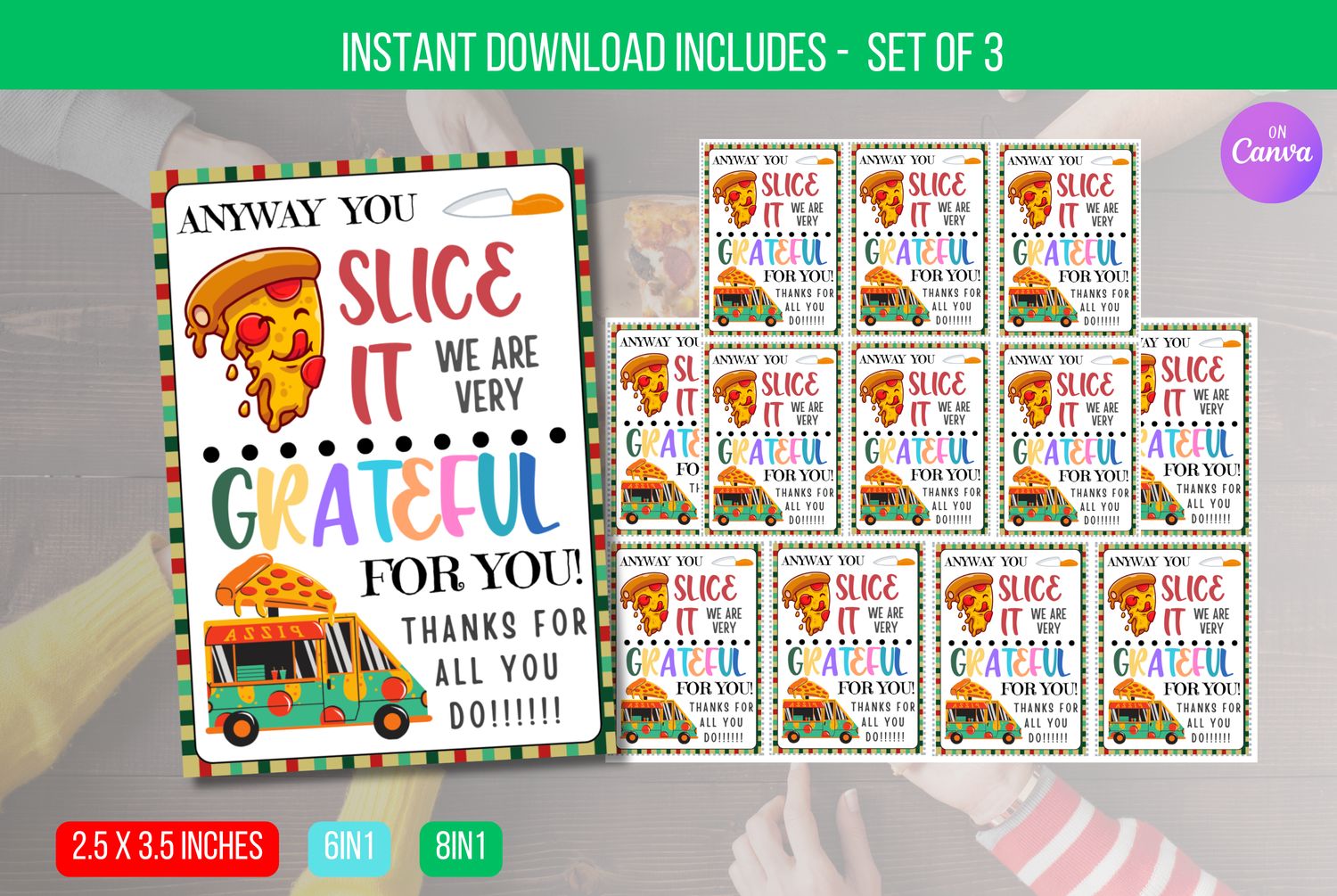 EDITABLE  Anyway you slice it we are grateful for you, Pizza Teacher appreciation table sign, Nurse, Staff, Teacher appreciation week, PTO