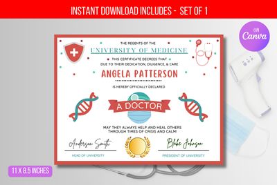 EDITABLE Kids Nurse Certificate, Kids Medical Party Decor, Play Doctor Certificate, Kids Pretend Doctor Certificate Instant Download