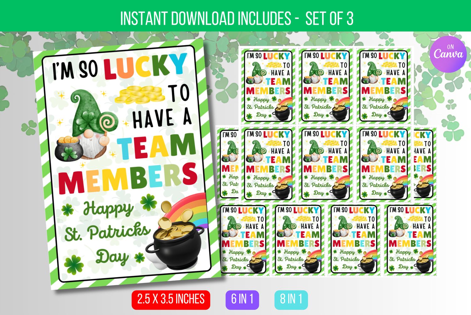 EDITABLE I Am So Lucky To Have a Team Member Like You, St Patrick&#39;s Day Appreciation, St. Patrick&#39;s Day Gift Tags Instant Download