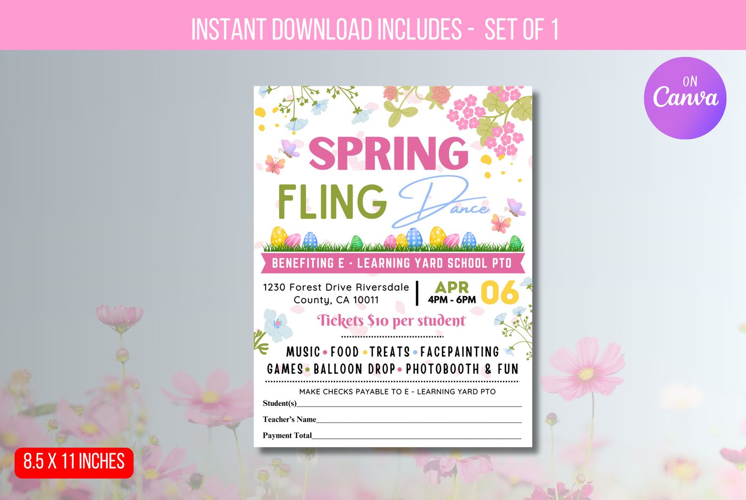 EDITABLE Spring Fling Market Flyer, Easter Festival Fundraiser Event, PTA PTO, Craft Show, Printable Poster, Digital Instant Download