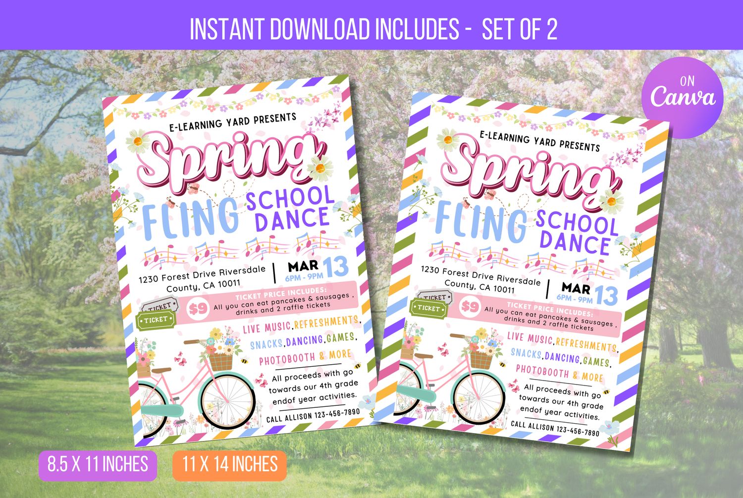 EDITABLE Spring Fling Market Flyer, Easter Festival Fundraiser Event, PTA PTO, Craft Show, Printable Poster, Digital Instant Download