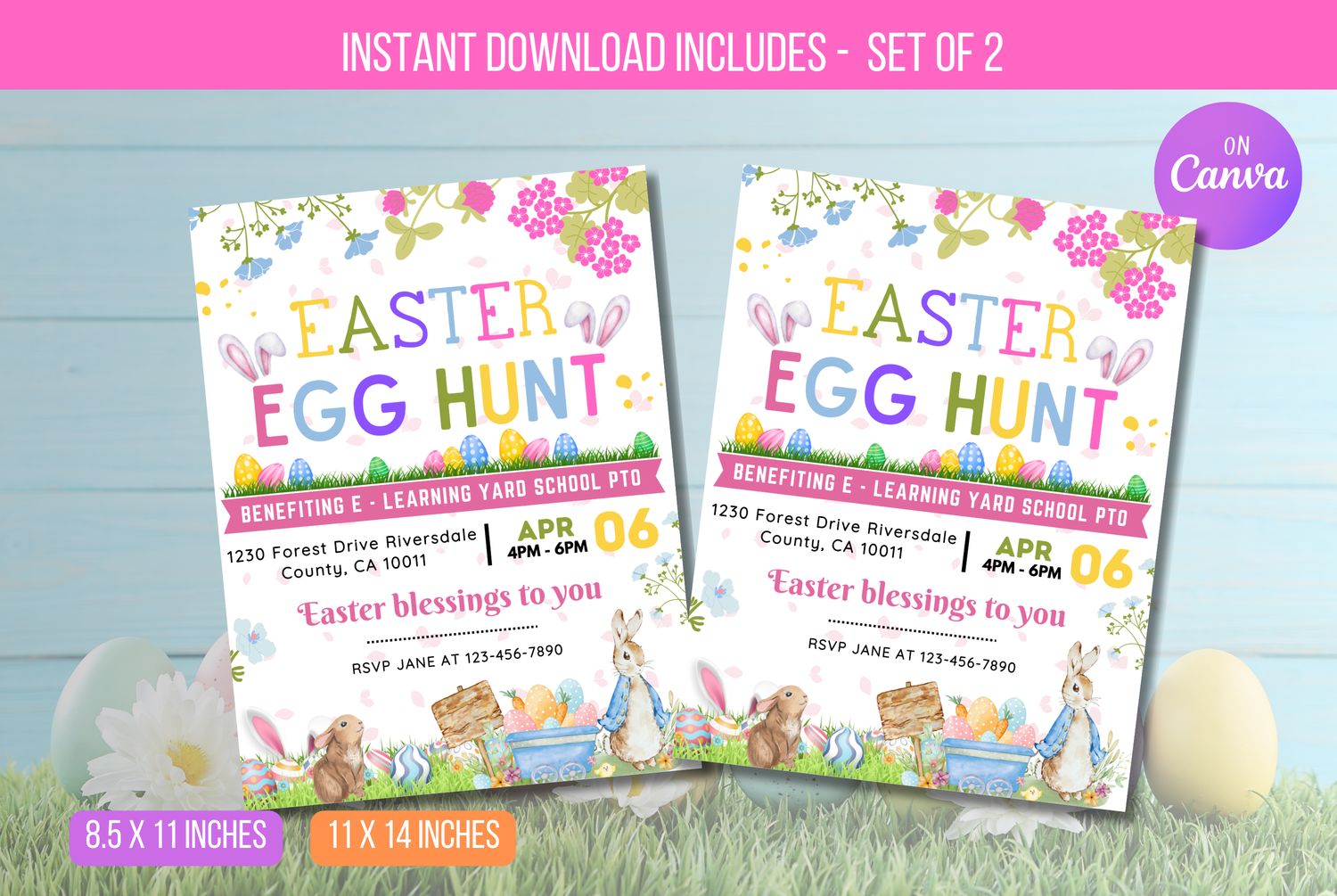 EDITABLE Easter Egg Hunt Flyer, Easter Bunny, Egg Hunt Invite Printable, Outdoor Egg Hunt Flyer, Easter Egg Hunt Invitation Instant Download