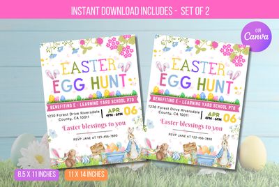 EDITABLE Easter Egg Hunt Flyer, Easter Bunny, Egg Hunt Invite Printable, Outdoor Egg Hunt Flyer, Easter Egg Hunt Invitation Instant Download