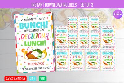 EDITABLE We Appreciate You a Bunch, BrunchThank You Sign, Staff Employee Teacher Appreciation Week Breakfast Decor Instant Download