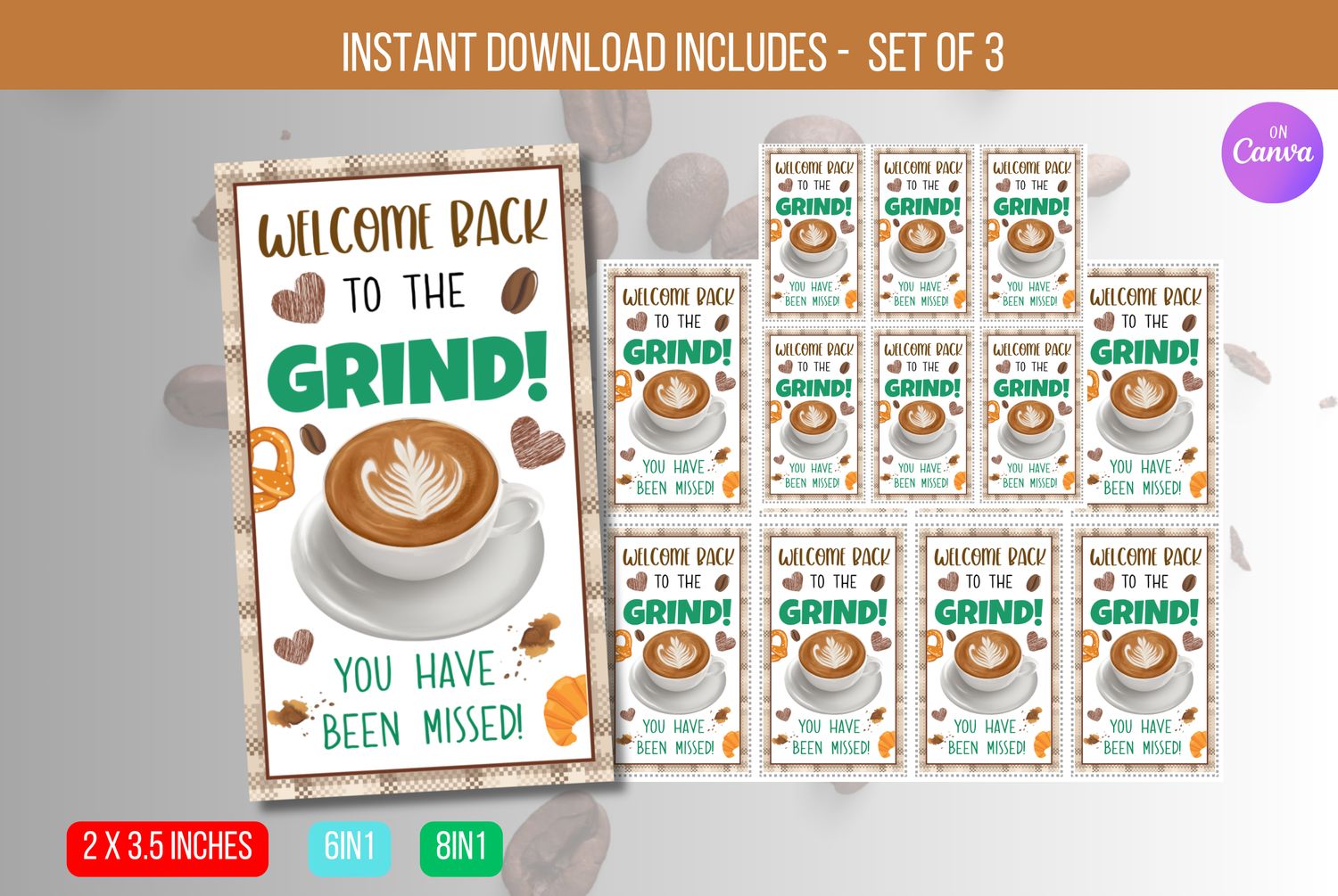 EDITABLE Welcome Back To The Grind Coffee Sign, New School Year, Teacher Staff Employee Volunteer PTO PTA, Coffee Bar Instant Download