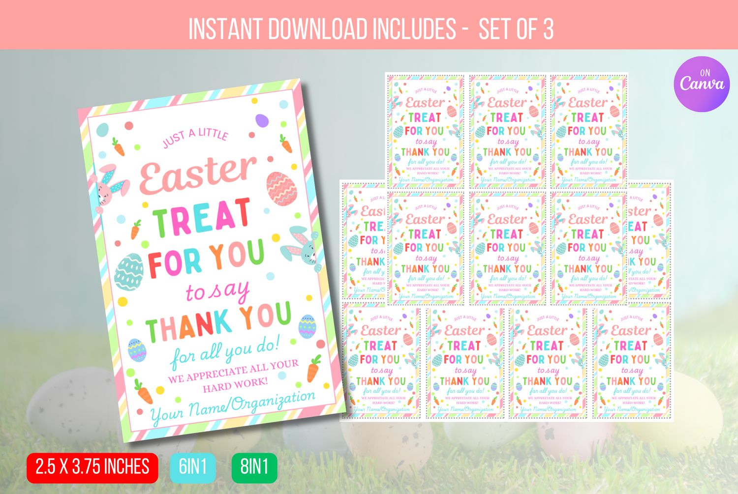 EDITABLE Easter Treat for you to say Thank you for all you do Tag, Easter Appreciation Tag, Teacher Staff Employee School PTA Download