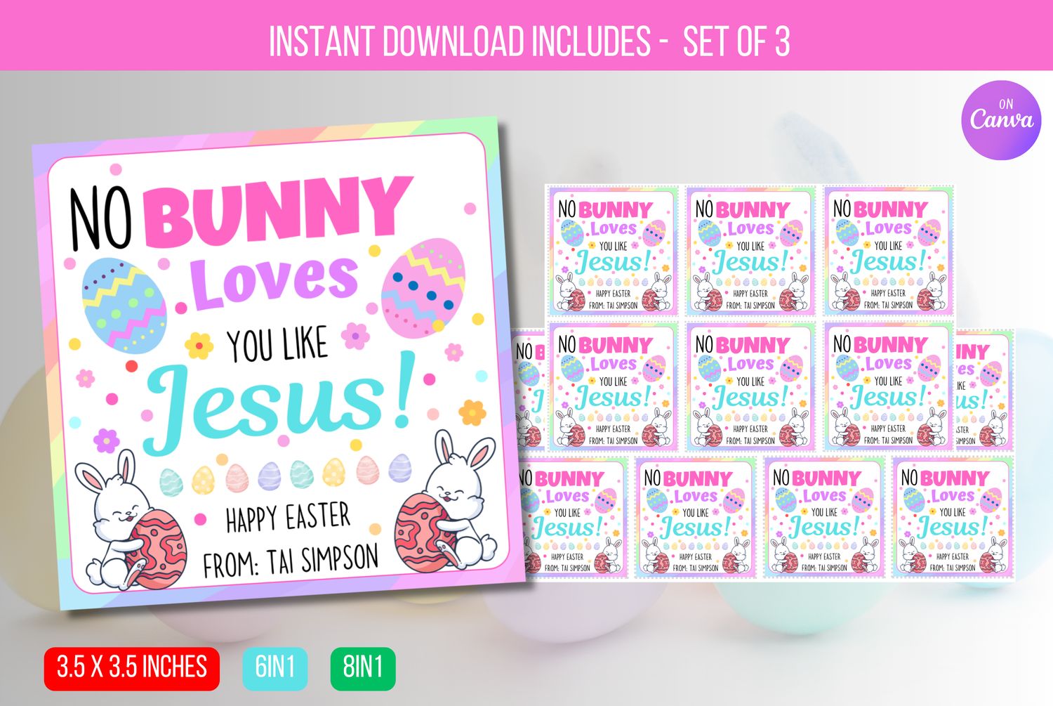EDITABLE No Bunny Loves You Like Jesus, Easter Gift Tag, Easter Bunny Label, Bible Gift for a Religious Church Nurse Instant Download