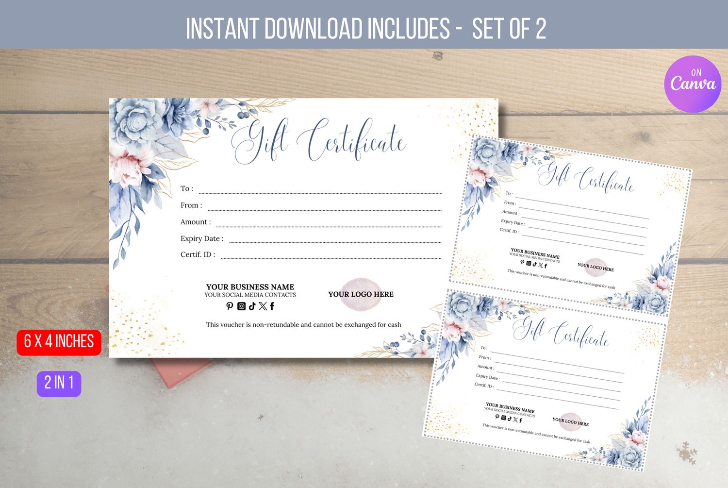 EDITABLE Gift Certificate Template, DIY Gift Card, Printable Gift Voucher, Modern Gift Certificate Instant Download