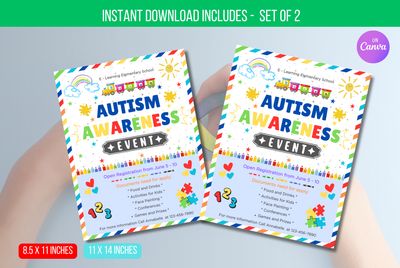 EDITABLE Autism Awareness Event, Family Day Fundraiser Event Template Instant Download