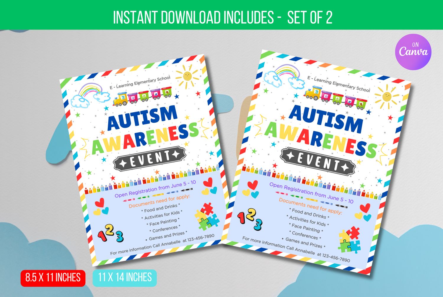 EDITABLE Autism Awareness Event, Family Day Fundraiser Event Template Instant Download