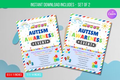 EDITABLE Autism Awareness Event, Family Day Fundraiser Event Template Instant Download