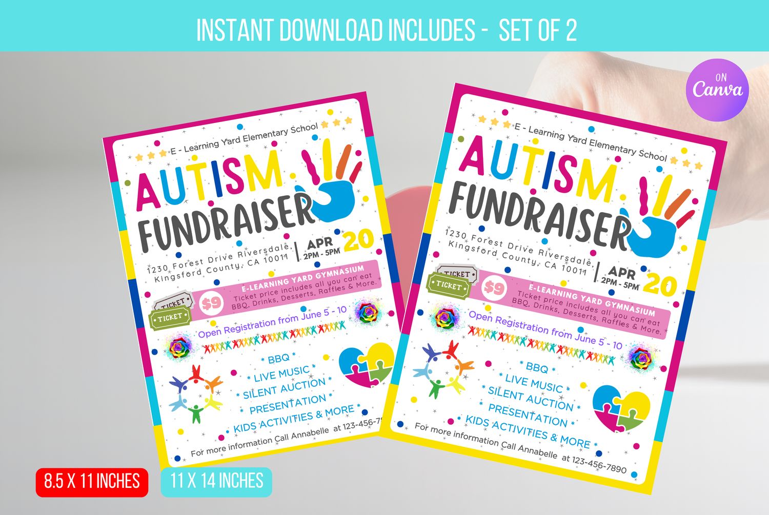 EDITABLE Autism Awareness Fundraiser Event, Community Fundraising Event, Charity Health Kids Benefit Family Day Event Instant Download