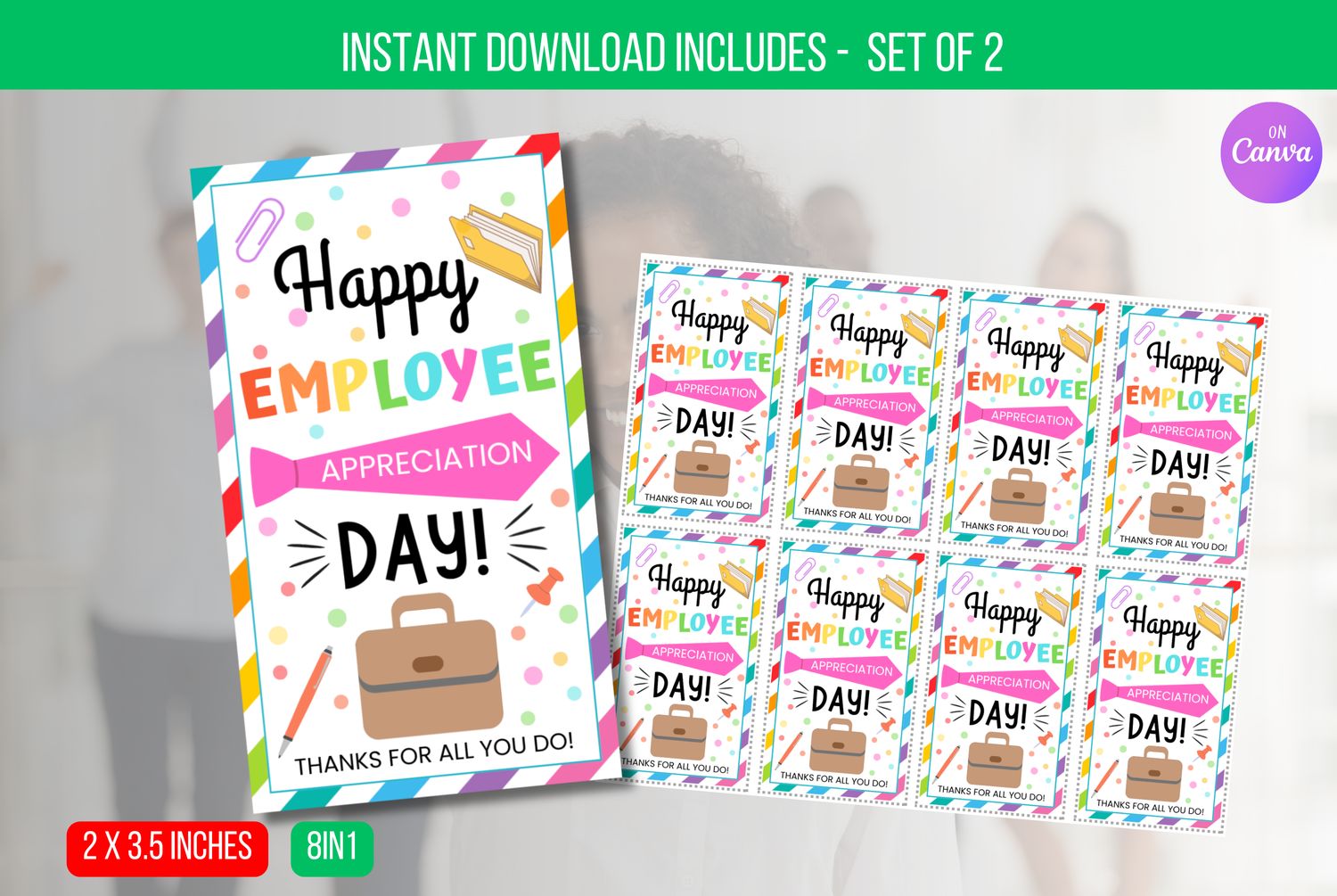 EDITABLE Happy Employee Appreciation Day Gift Tag, Employee Appreciation Tags, Staff Appreciation Gift For Employees Instant Download