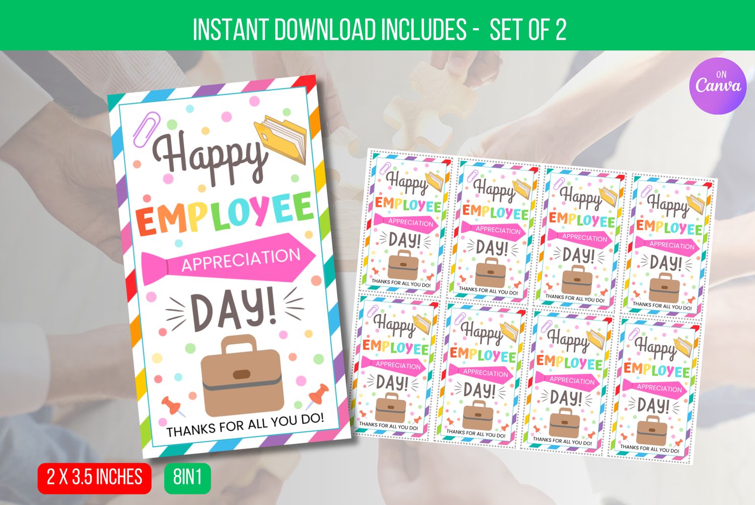 EDITABLE Happy Employee Appreciation Day Gift Tag, Employee Appreciation Tags, Staff Appreciation Gift For Employees Instant Download