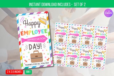 EDITABLE Happy Employee Appreciation Day Gift Tag, Employee Appreciation Tags, Staff Appreciation Gift For Employees Instant Download